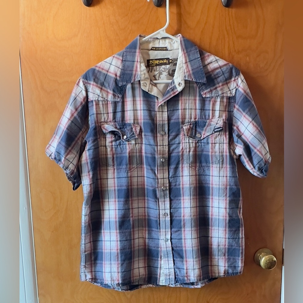 Vintage Men’s Billabong short sleeve pearl snap shirt size Medium